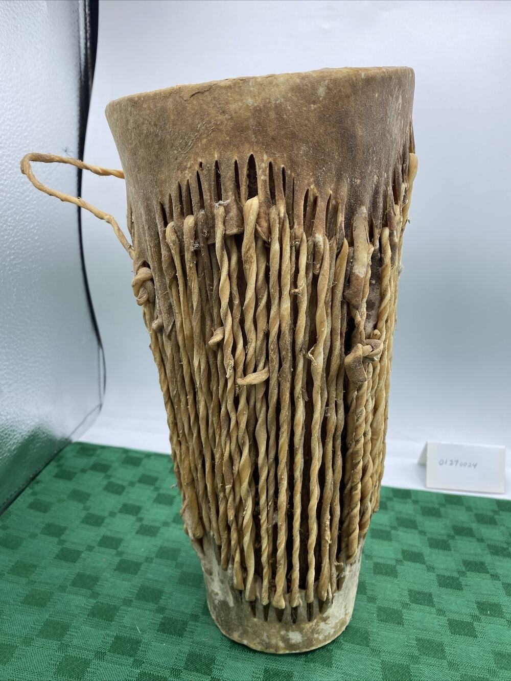 Antique Unique Native American Drum Original 12” tall X 6” At Widest Point